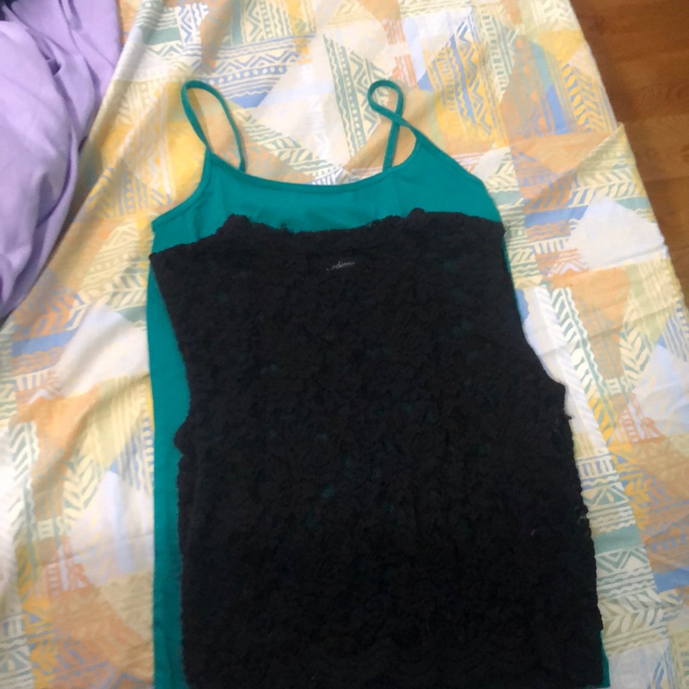 *BUNDLE!* Sea Green Cami with Cropped Lace Top